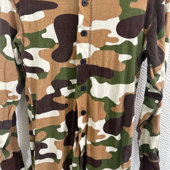 Buck Naked Adult Green Onesie Flapjack Lazy One Long Johns Camo - Picture 3 of 7